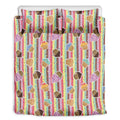 Pastel Striped Cupcake Pattern Print Duvet Cover Bedding Set
