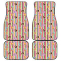 Pastel Striped Cupcake Pattern Print Front and Back Car Floor Mats