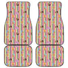 Pastel Striped Cupcake Pattern Print Front and Back Car Floor Mats