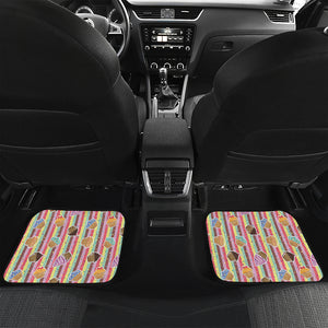 Pastel Striped Cupcake Pattern Print Front and Back Car Floor Mats