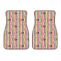 Pastel Striped Cupcake Pattern Print Front Car Floor Mats