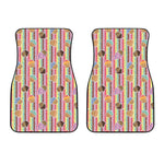 Pastel Striped Cupcake Pattern Print Front Car Floor Mats