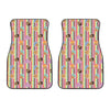 Pastel Striped Cupcake Pattern Print Front Car Floor Mats