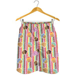 Pastel Striped Cupcake Pattern Print Men's Shorts