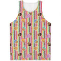 Pastel Striped Cupcake Pattern Print Men's Tank Top