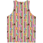 Pastel Striped Cupcake Pattern Print Men's Tank Top