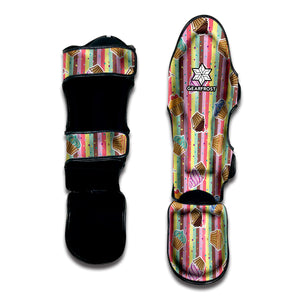 Pastel Striped Cupcake Pattern Print Muay Thai Shin Guard