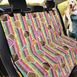 Pastel Striped Cupcake Pattern Print Pet Car Back Seat Cover