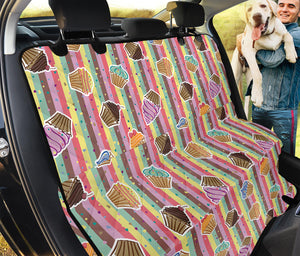 Pastel Striped Cupcake Pattern Print Pet Car Back Seat Cover