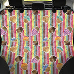 Pastel Striped Cupcake Pattern Print Pet Car Back Seat Cover