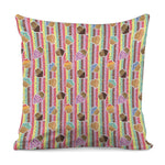 Pastel Striped Cupcake Pattern Print Pillow Cover