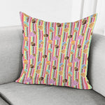 Pastel Striped Cupcake Pattern Print Pillow Cover