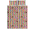 Pastel Striped Cupcake Pattern Print Quilt Bed Set