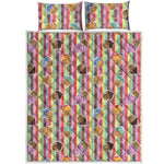 Pastel Striped Cupcake Pattern Print Quilt Bed Set