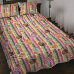 Pastel Striped Cupcake Pattern Print Quilt Bed Set