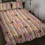 Pastel Striped Cupcake Pattern Print Quilt Bed Set
