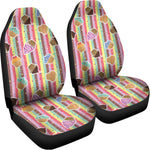 Pastel Striped Cupcake Pattern Print Universal Fit Car Seat Covers