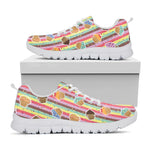 Pastel Striped Cupcake Pattern Print White Sneakers