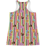 Pastel Striped Cupcake Pattern Print Women's Racerback Tank Top