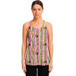 Pastel Striped Cupcake Pattern Print Women's Racerback Tank Top