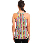 Pastel Striped Cupcake Pattern Print Women's Racerback Tank Top