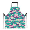 Pastel Teal And Purple Camouflage Print Apron