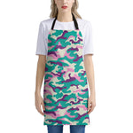 Pastel Teal And Purple Camouflage Print Apron