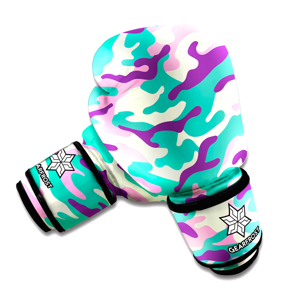 Pastel Teal And Purple Camouflage Print Boxing Gloves