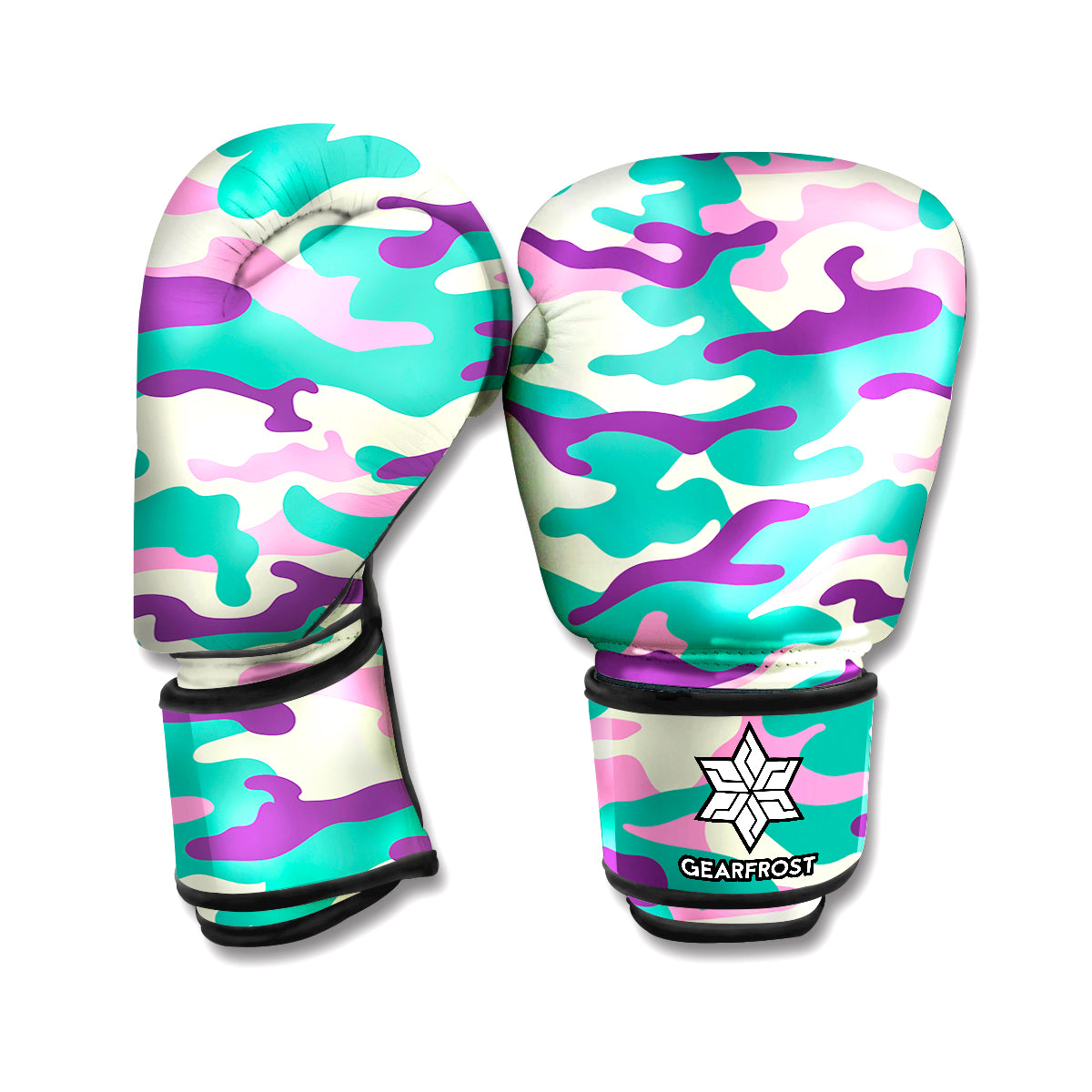 Pastel Teal And Purple Camouflage Print Boxing Gloves