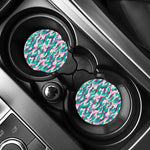 Pastel Teal And Purple Camouflage Print Car Coasters