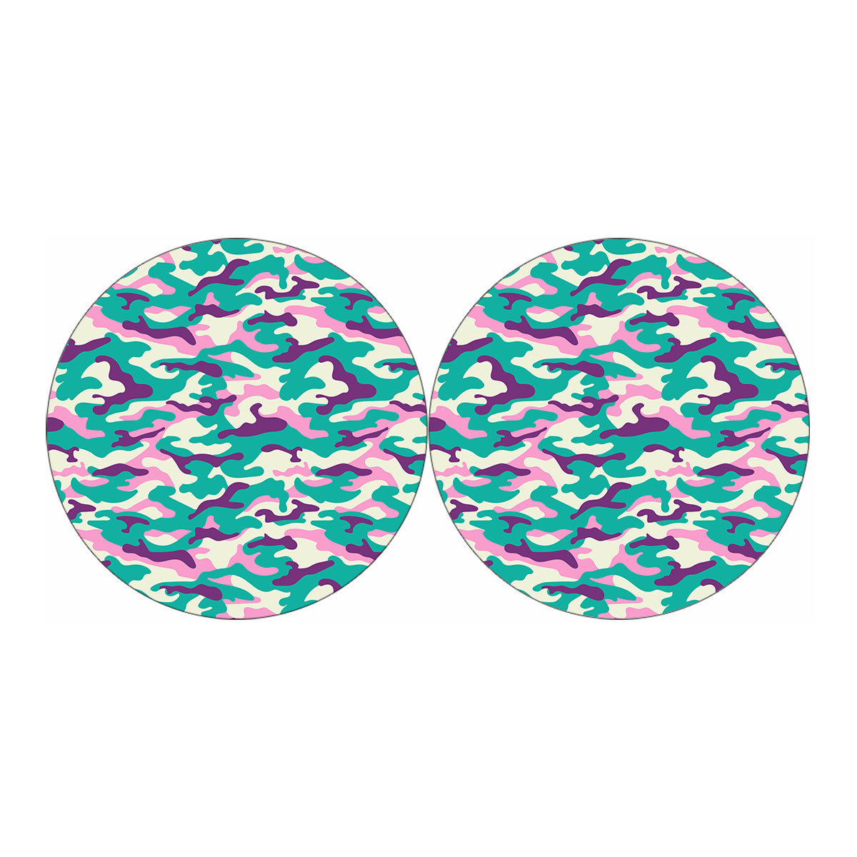 Pastel Teal And Purple Camouflage Print Car Coasters