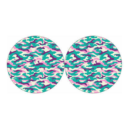 Pastel Teal And Purple Camouflage Print Car Coasters
