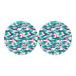 Pastel Teal And Purple Camouflage Print Car Coasters
