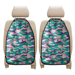 Pastel Teal And Purple Camouflage Print Car Seat Organizers
