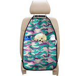 Pastel Teal And Purple Camouflage Print Car Seat Organizers