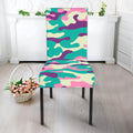 Pastel Teal And Purple Camouflage Print Dining Chair Slipcover