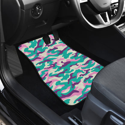 Pastel Teal And Purple Camouflage Print Front Car Floor Mats
