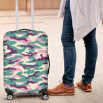 Pastel Teal And Purple Camouflage Print Luggage Cover GearFrost