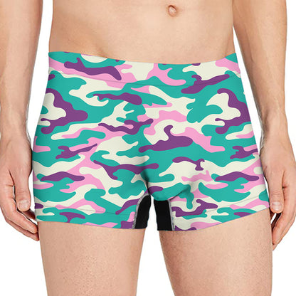 Pastel Teal And Purple Camouflage Print Men's Boxer Briefs