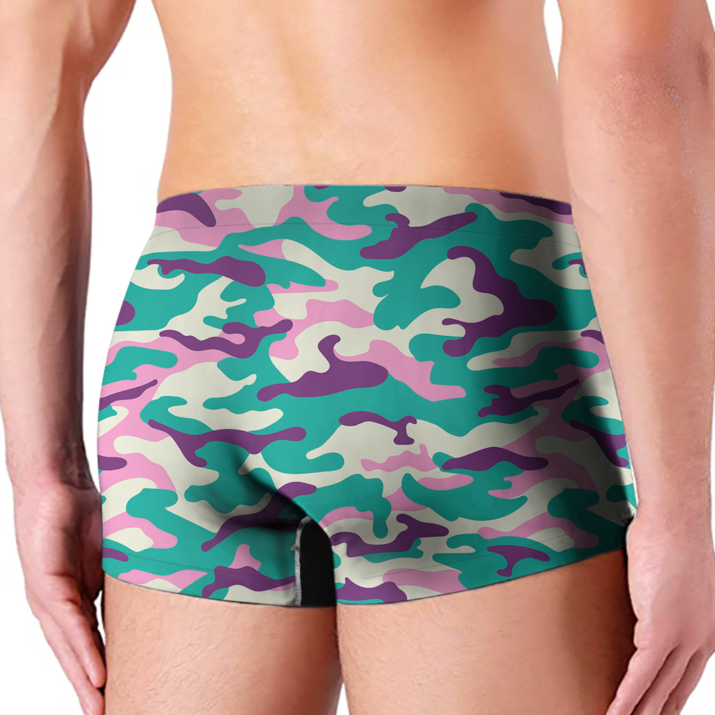 Pastel Teal And Purple Camouflage Print Men's Boxer Briefs