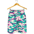 Pastel Teal And Purple Camouflage Print Men's Shorts