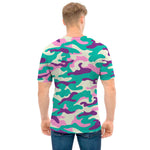 Pastel Teal And Purple Camouflage Print Men's T-Shirt