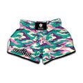 Pastel Teal And Purple Camouflage Print Muay Thai Boxing Shorts
