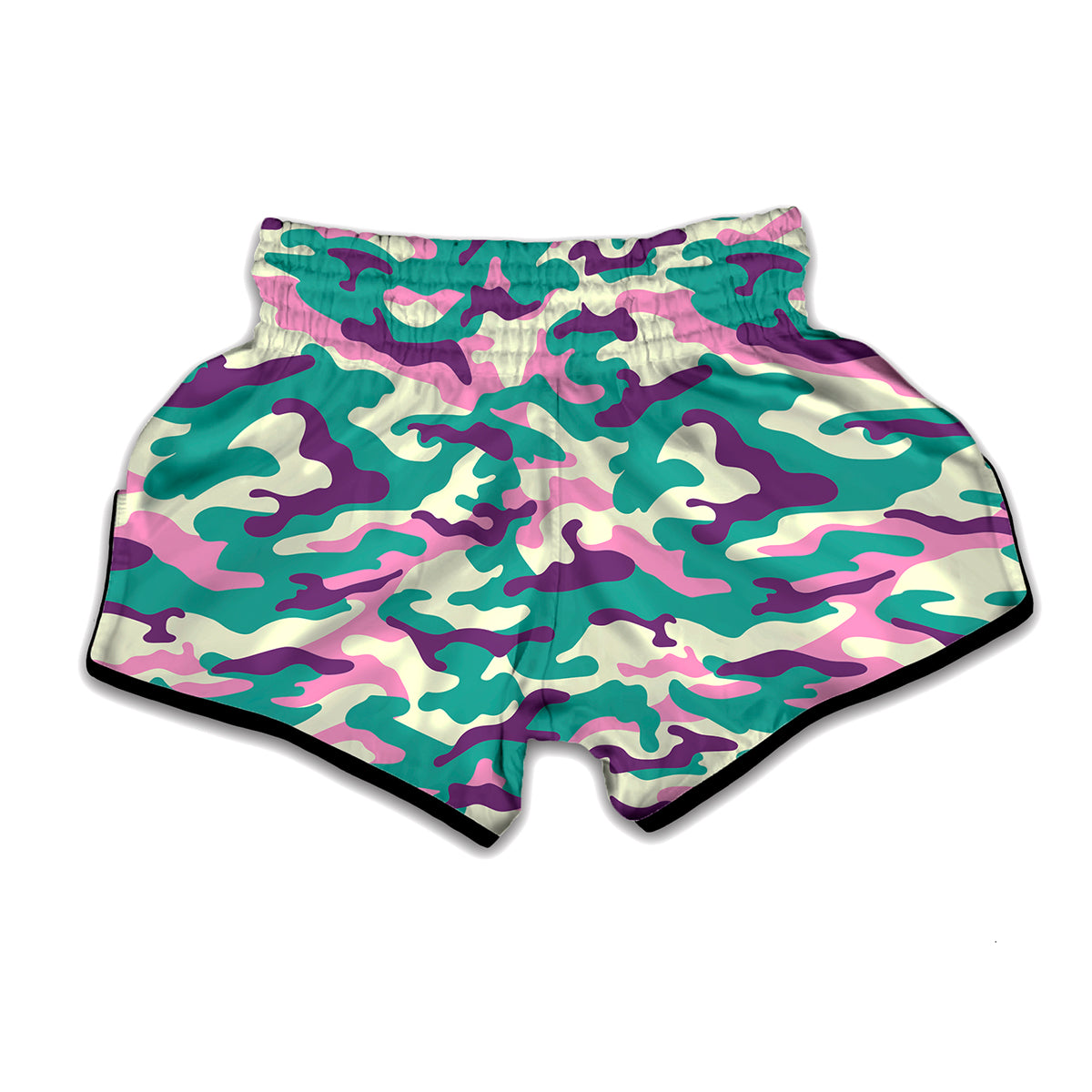 Pastel Teal And Purple Camouflage Print Muay Thai Boxing Shorts