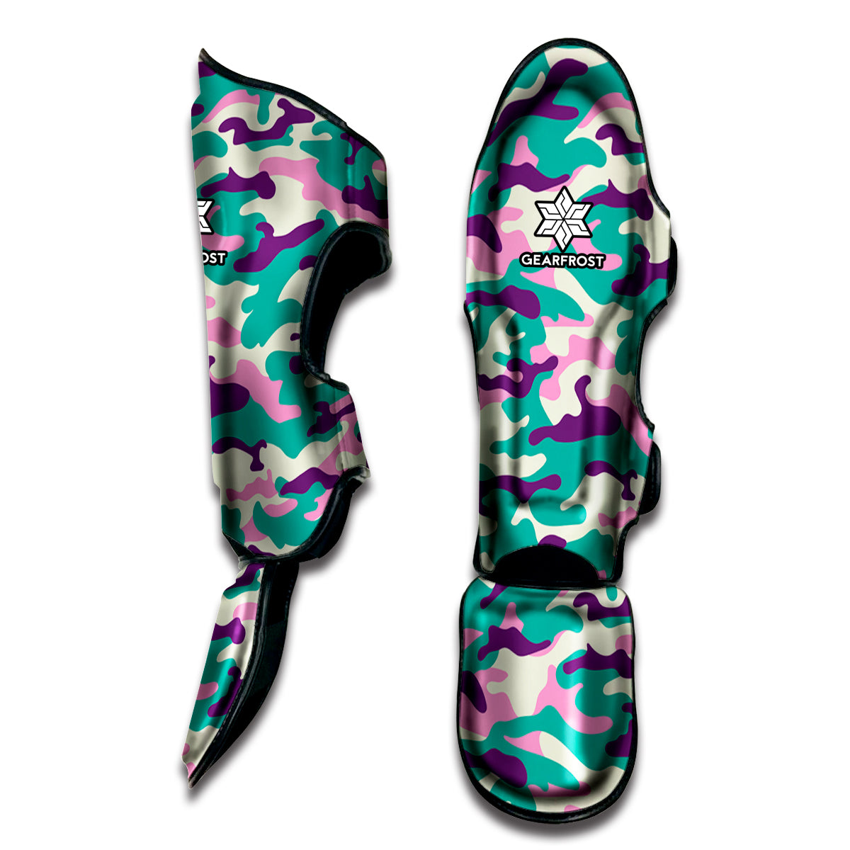 Pastel Teal And Purple Camouflage Print Muay Thai Shin Guard