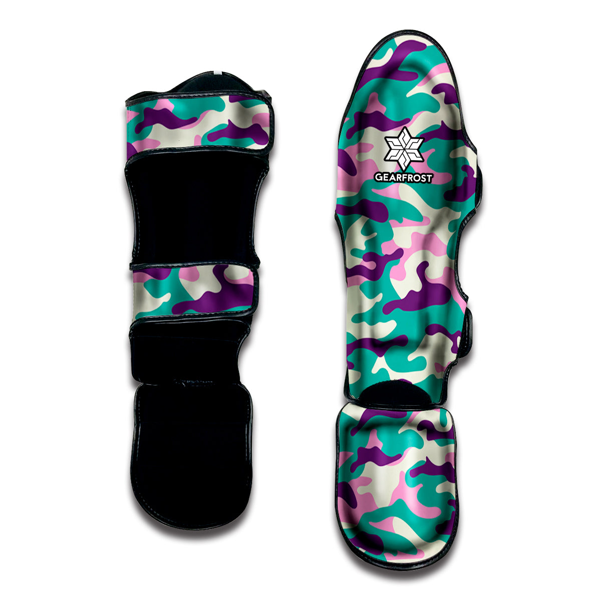 Pastel Teal And Purple Camouflage Print Muay Thai Shin Guard