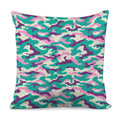 Pastel Teal And Purple Camouflage Print Pillow Cover