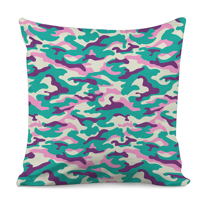 Pastel Teal And Purple Camouflage Print Pillow Cover