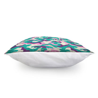 Pastel Teal And Purple Camouflage Print Pillow Cover