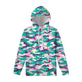 Pastel Teal And Purple Camouflage Print Pullover Hoodie
